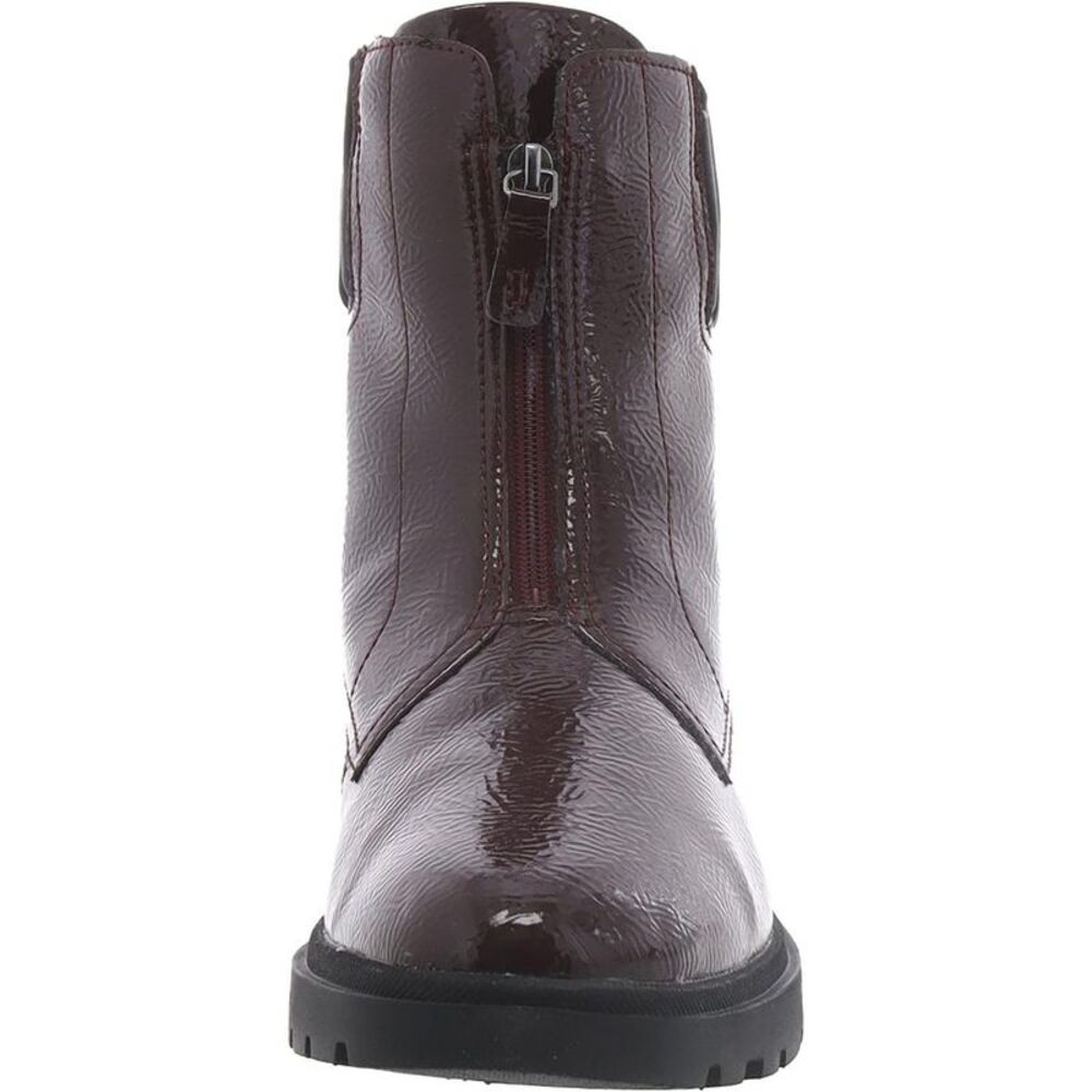 Clarks Womens Calla Zip Red Patent Block Heel Booties Chelsea Boots Shoes New_3
